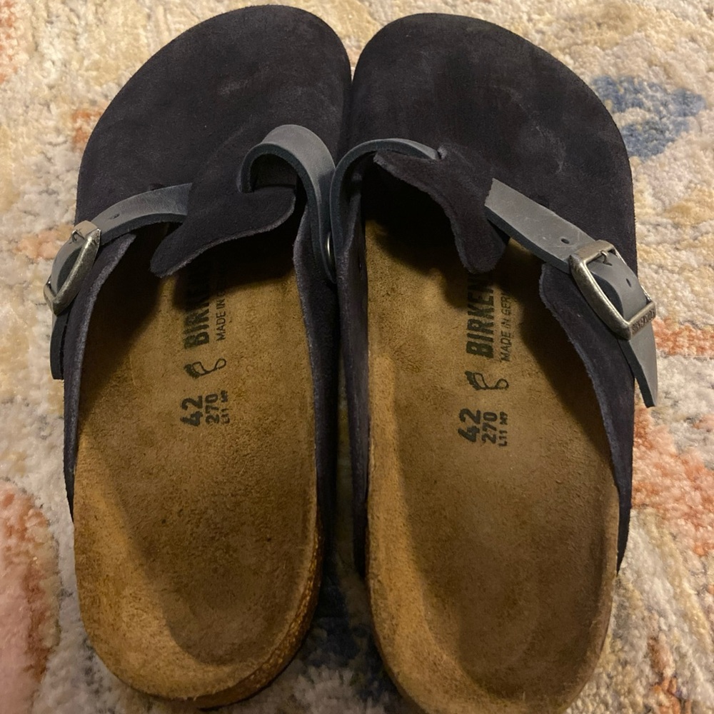 Birkenstock Boston Suede Soft Footbed Clogs Blue EU 42 Men’s 9 Women’s 11 Shoes - Picture 4 of 16